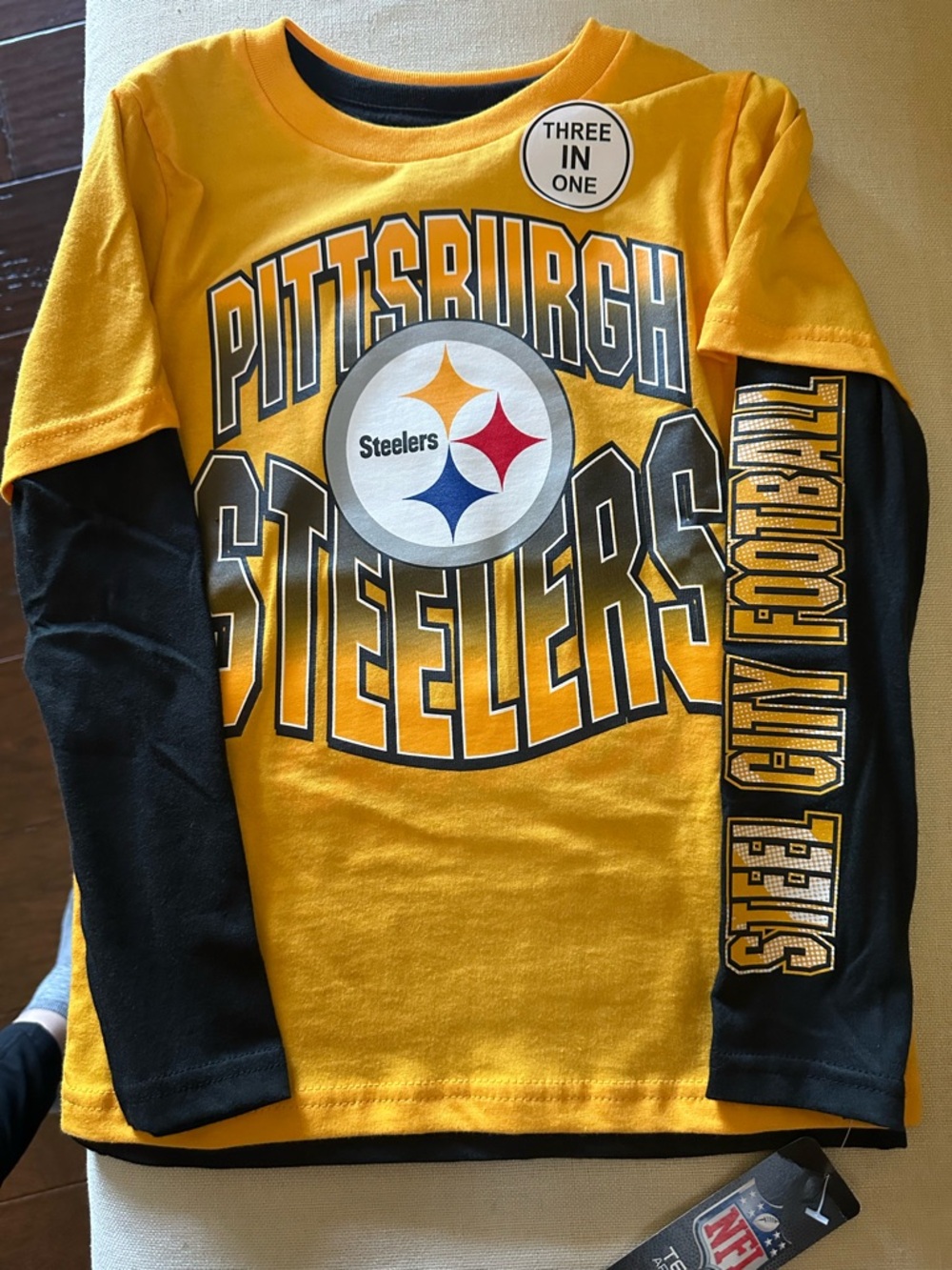 Kids' Yellow Layered-Look Long Sleeve Tee